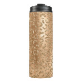Gold Glam Glitzer Leopard Print Thermosbecher (Vorderseite)