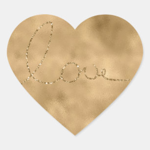 Gold Glam Glitzer Liebe Herz Herz-Aufkleber