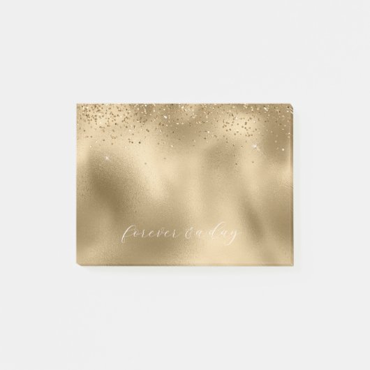 Gold Glam Glitzer Post-it Klebezettel (Vorderseite)