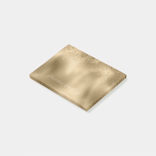 Gold Glam Glitzer Post-it Klebezettel (angewinkelt)