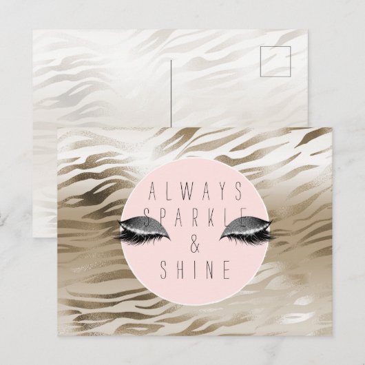 Gold Glam Glitzer Silber Glanz Augen Streifen   Postkarte (Vorne/Hinten)