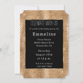 Gold Glam Glitzer Snake Skin Einladung