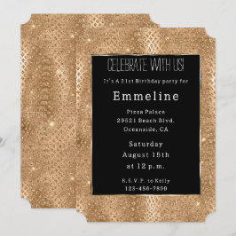 Gold Glam Glitzer Snake Skin Einladung