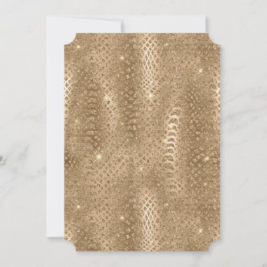 Gold Glam Glitzer Snake Skin Einladung (Rückseite)