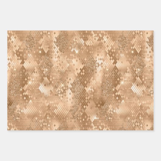 Gold Glam Glitzer Snake Skin Geschenkpapier Set (Vorderseite 3)