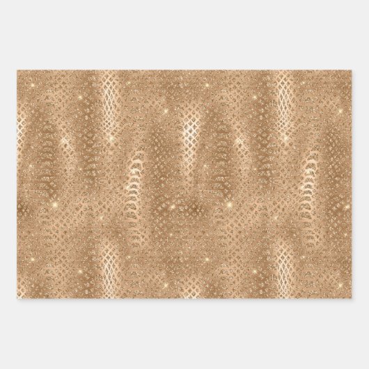 Gold Glam Glitzer Snake Skin Geschenkpapier Set (Vorderseite 2)