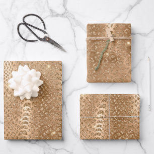 Gold Glam Glitzer Snake Skin Geschenkpapier Set
