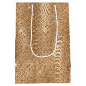 Gold Glam Glitzer Snake Skin Mittlere Geschenktüte (Rückseite)
