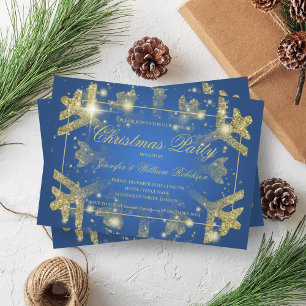 Gold Glam Glitzer Snowflake Einladung