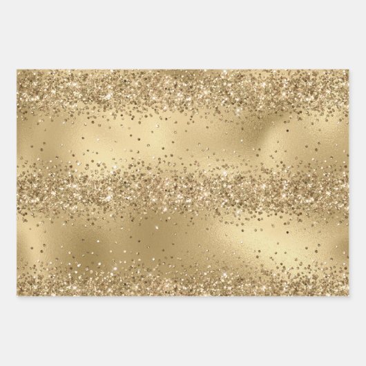 Gold Glam Glitzer Sparkle Geschenkpapier Set (Vorderseite)