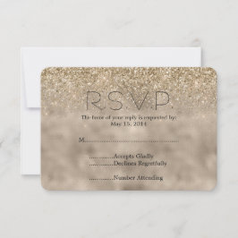 Gold Glam Glitzer Wedding RSVP