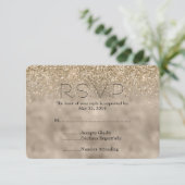 Gold Glam Glitzer Wedding RSVP (Stehend Vorderseite)