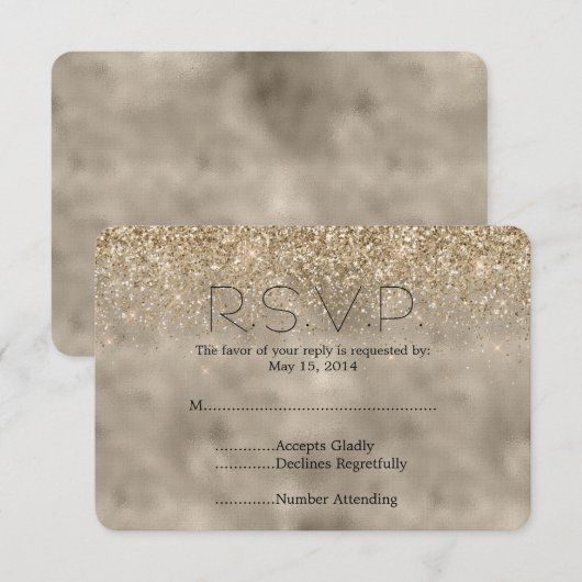 Gold Glam Glitzer Wedding RSVP (Vorne/Hinten)