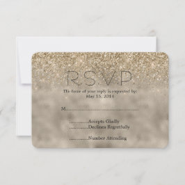 Gold Glam Glitzer Wedding RSVP Karte