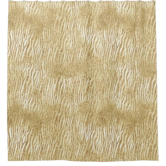 Gold Glam Glitzer Zebra Print Duschvorhang (Vorderseite)