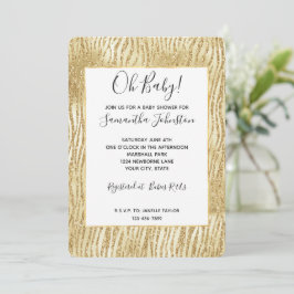 Gold Glam Glitzer Zebra Print Einladung