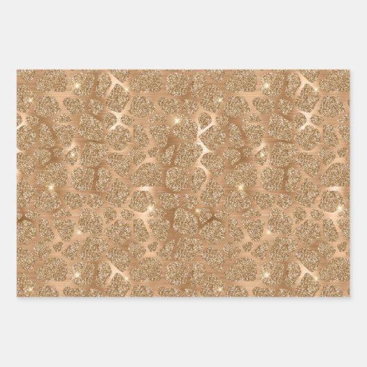 Gold Glam Glitzer Zebra Print Geschenkpapier Set (Vorderseite 3)