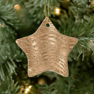Gold Glam Glitzer Zebra Print Keramik Ornament