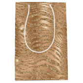 Gold Glam Glitzer Zebra Print Mittlere Geschenktüte (Vorderseite)