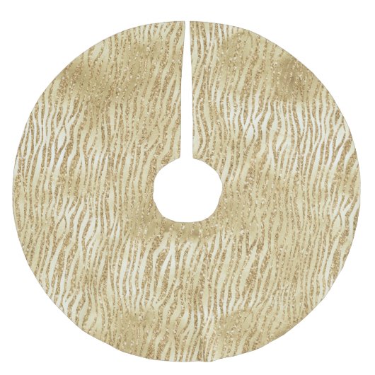 Gold Glam Glitzer Zebra Print Polyester Weihnachtsbaumdecke (Vorderseite)