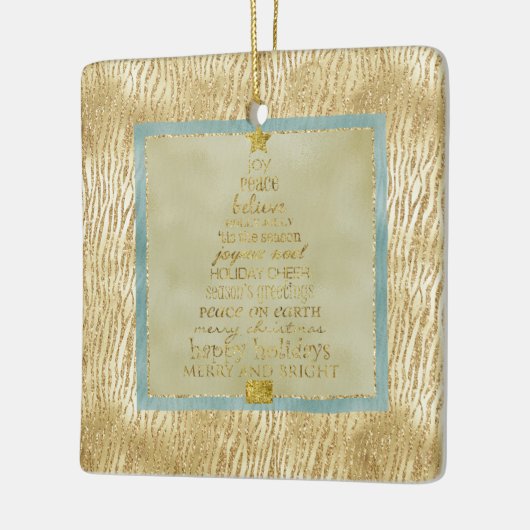 Gold Glam Glitzer Zebra Weihnachtsbaum Keramikornament (Links)
