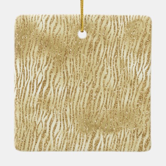 Gold Glam Glitzer Zebra Weihnachtsbaum Keramikornament (Rückseite)