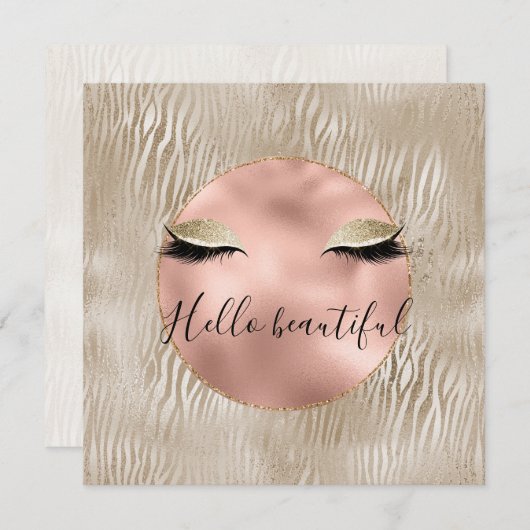 Gold Glam Glitzy Eyelashes Zebra Print (Vorne/Hinten)