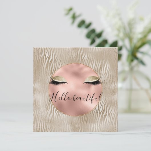 Gold Glam Glitzy Eyelashes Zebra Print (Stehend Vorderseite)