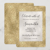 Gold Glam Glitzy Glitzer Leopard Print Einladung (Vorne/Hinten)