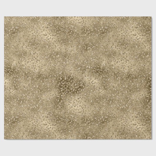 Gold Glam Glitzy Glitzer Leopard Print Geschenkpapier (Flach)