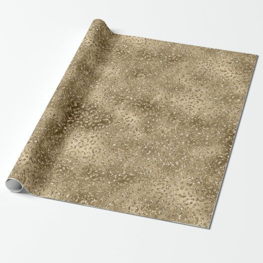 Gold Glam Glitzy Glitzer Leopard Print Geschenkpapier (Ungerollt)
