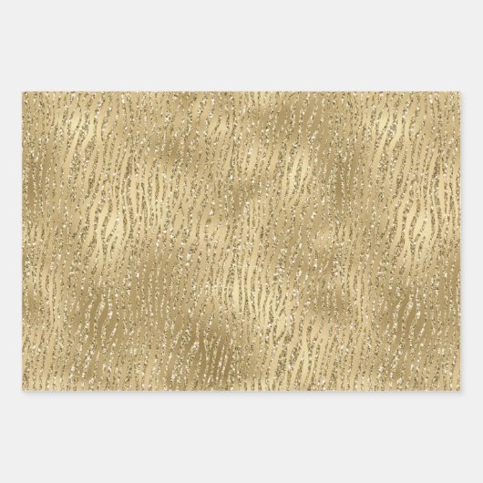 Gold Glam Glitzy Glitzer Leopard Print Geschenkpapier Set (Vorderseite 2)