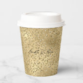 Gold Glam Glitzy Glitzer Leopard Print Pappbecher (Vorderseite)