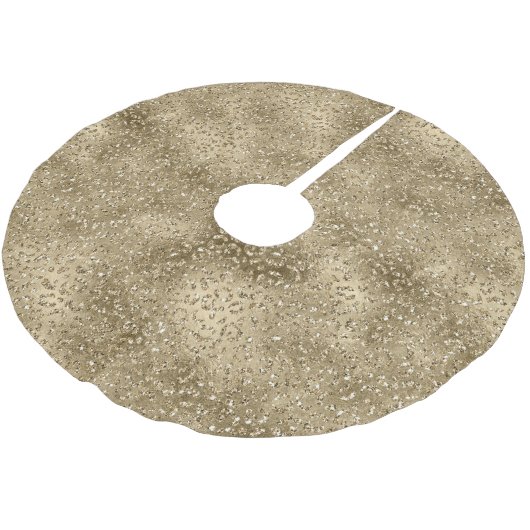 Gold Glam Glitzy Glitzer Leopard Print Polyester Weihnachtsbaumdecke (Schrägansicht)