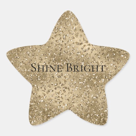 Gold Glam Glitzy Glitzer Leopard Print Stern-Aufkleber (Vorderseite)