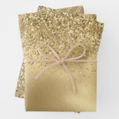 Gold Glam Glitzy Glitzer Sparkle   Geschenkpapier Set (Beispiel)