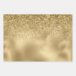 Gold Glam Glitzy Glitzer Sparkle Geschenkpapier Set