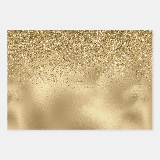 Gold Glam Glitzy Glitzer Sparkle   Geschenkpapier Set (Vorderseite)