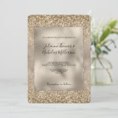 Gold Glam Glitzy Glitzer Wedding Einladung (Stehend Vorderseite)