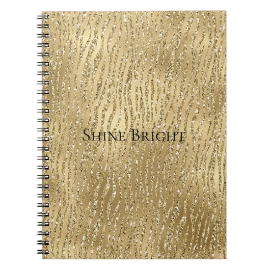 Gold Glam Glitzy Glitzer Zebra Print Notizblock (Vorderseite)