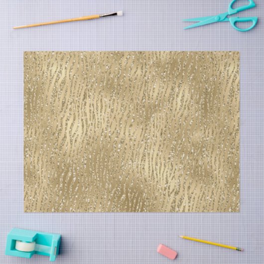 Gold Glam Glitzy Glitzer Zebra Print Seidenpapier (Basteln)
