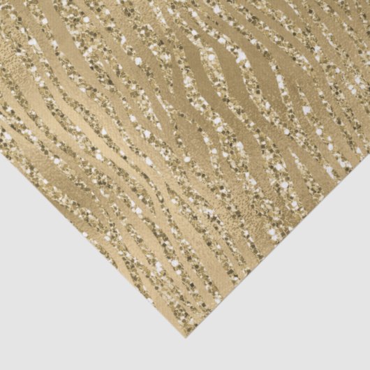 Gold Glam Glitzy Glitzer Zebra Print Seidenpapier (Detail)