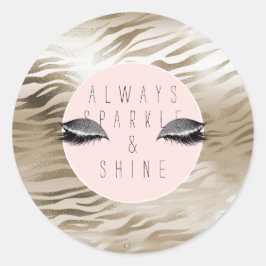 Gold Glam Glitzy Silber Glanz Augen Streifen Runder Aufkleber