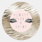 Gold Glam Glitzy Silver Sparkle Eyes Stripes   Runder Aufkleber (Vorderseite)