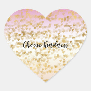 Gold Glam Hearts Confetti Pink Peach Ombre Herz-Aufkleber