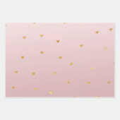 Gold Glam Hearts Confetti Sorte Geschenkpapier Set (Vorderseite 3)