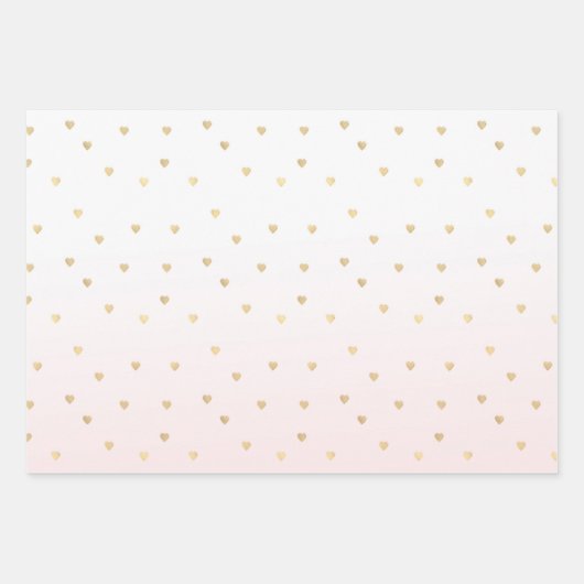 Gold Glam Hearts Confetti Sorte Geschenkpapier Set (Vorderseite 2)