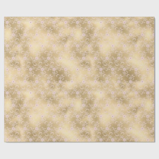 Gold Glam Hübsch Pink Floral Lace Brautparty Geschenkpapier (Flach)
