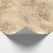Gold Glam Hübsch Pink Floral Lace Brautparty Geschenkpapier (Ecke)