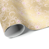 Gold Glam Hübsch Pink Floral Lace Brautparty Geschenkpapier (Rolleneckpunkt)